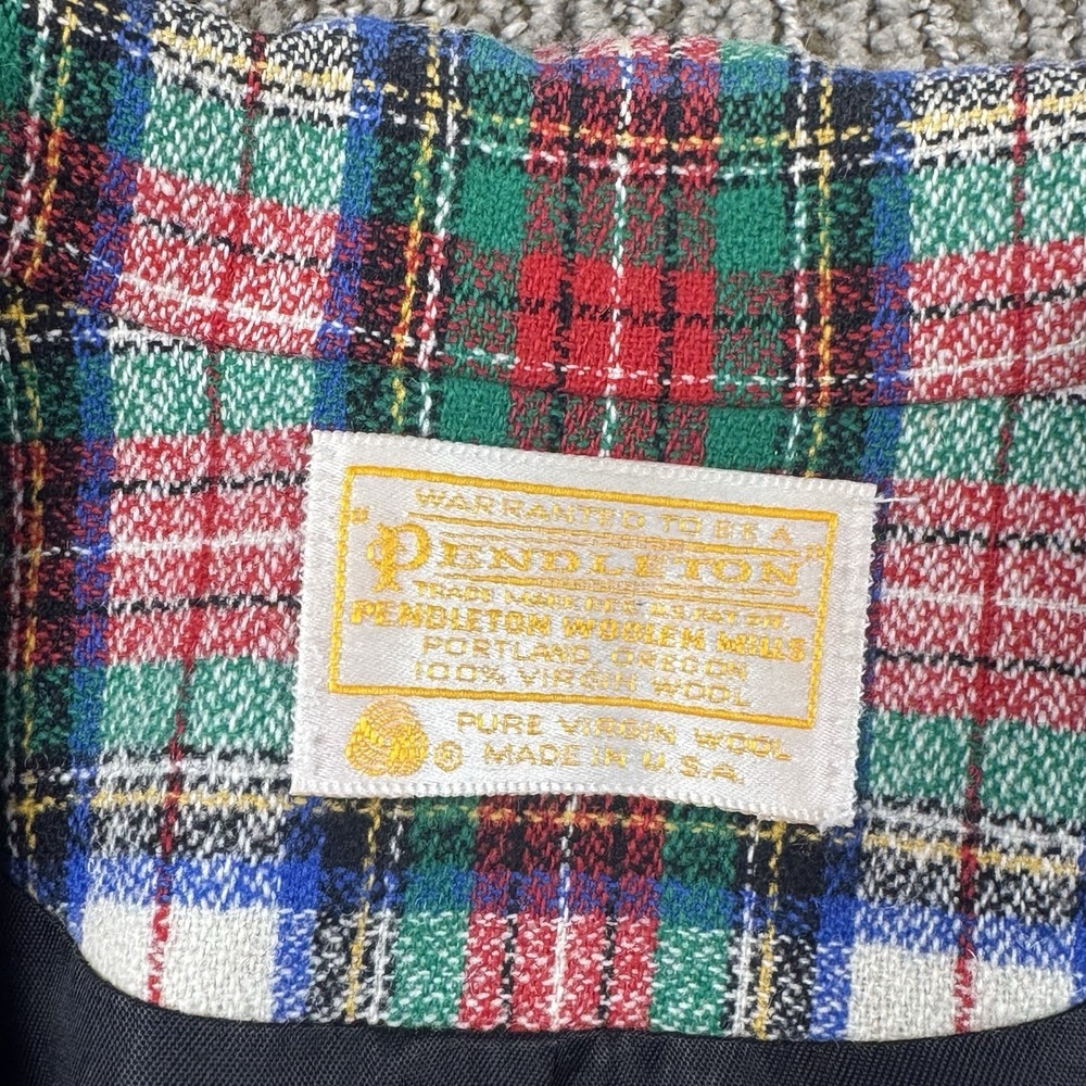 VTG Pendleton Womens 8 Wool Blazer Jacket Red Green Plaid Christmas Holiday - Picture 2 of 8